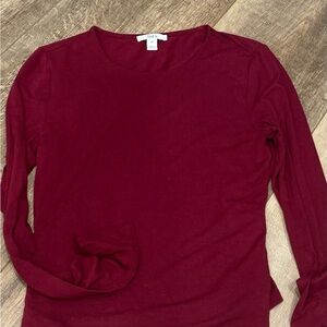 Bar III soft Long Sleeve Tee dark red top soft with rayon